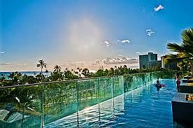 sunset from building pool