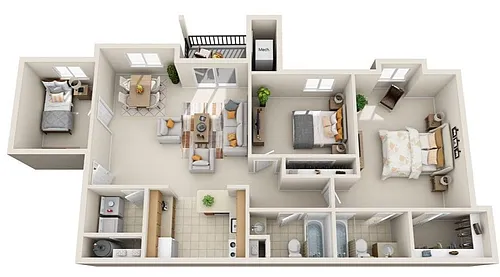 Floor plan 3 Bed 2 Bath | Upgraded
