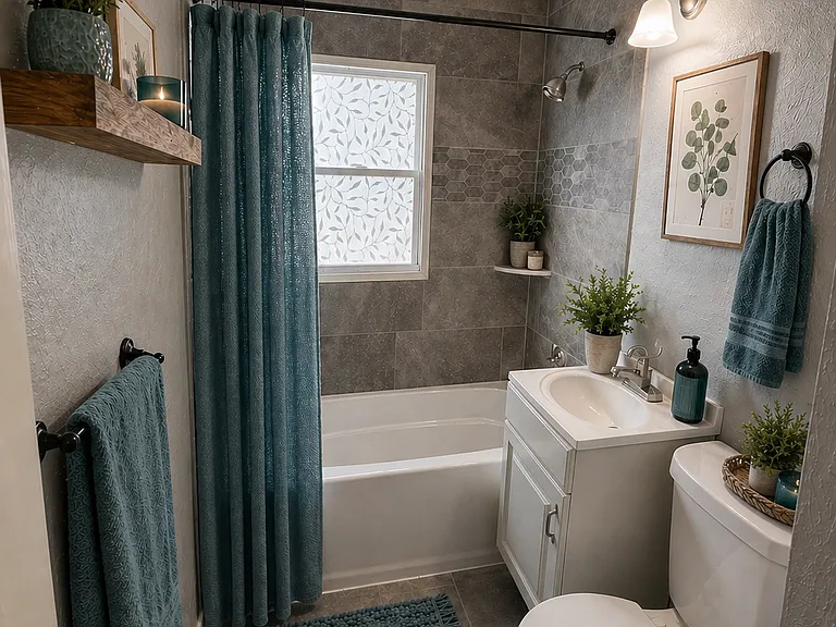 Ai-Staged Full Bathroom

DISCLAIMER: This image is intended to show how the space may be furnished or designed and not to be relied upon as the exact depiction of the current condition, layout, or finishes in this home.