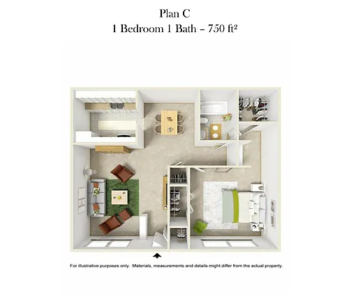 Floor plan One Bedroom C