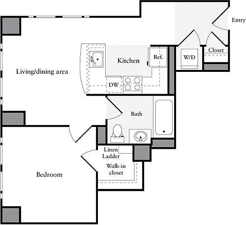 Floor plan 1 Bedroom B