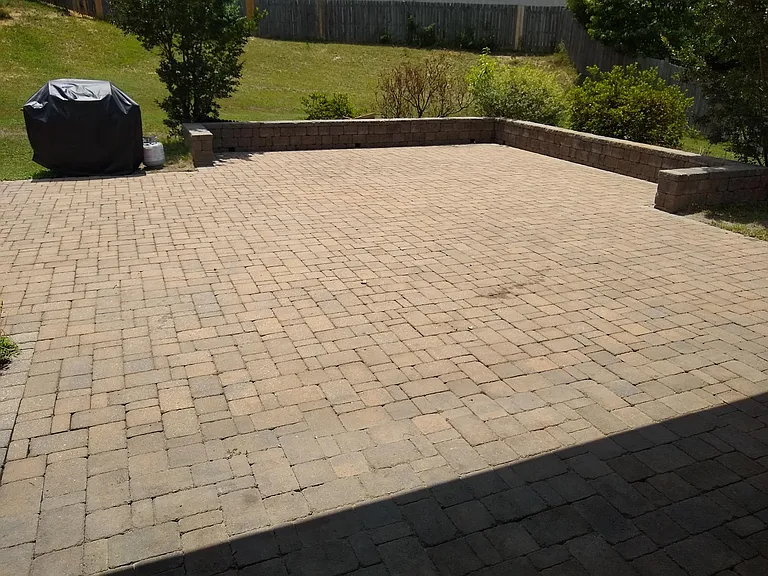 Stone Patio in Back Yard