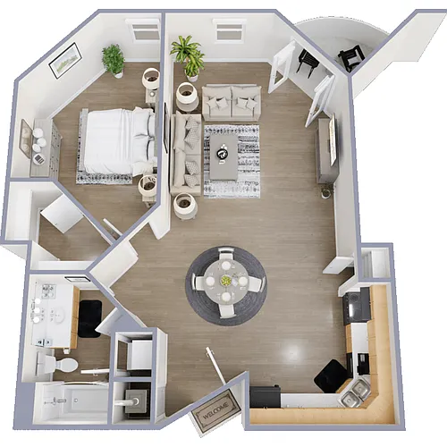 Floor plan 1 Bed 1 Bath C