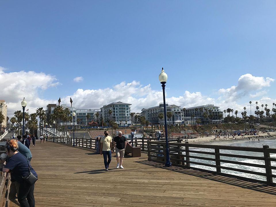 Oceanside beach view from pier