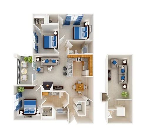 Floor plan Three Bedroom Apartment Homes