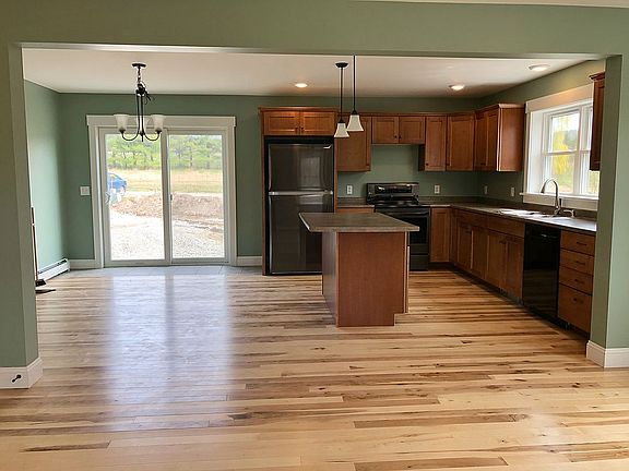 Island with pendant lights