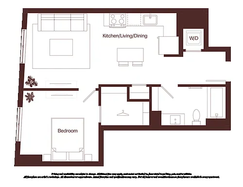 Floor plan 1 Bed - 1 Bath | a01