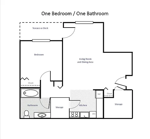 Floor plan 1 Bed Garden