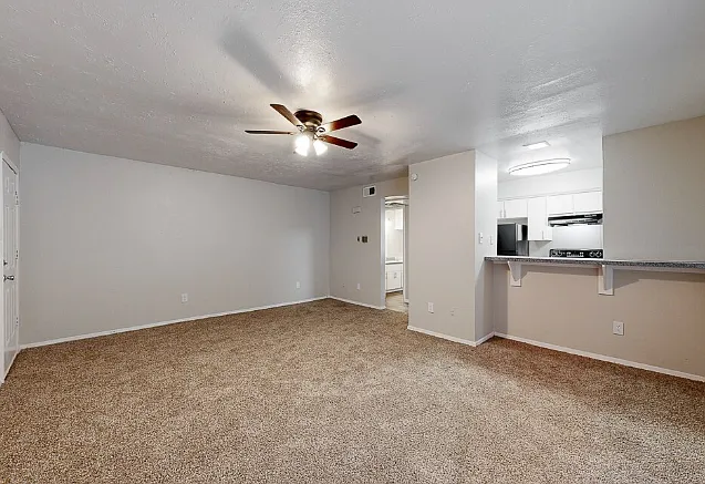 Functional kitchen layout with dining space