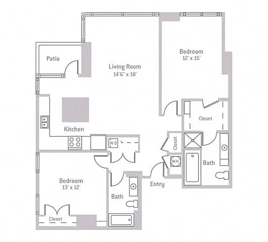 Floor plan 2C w/ Balcony