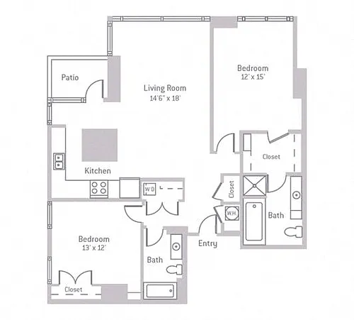 Floor plan 2C w/ Balcony