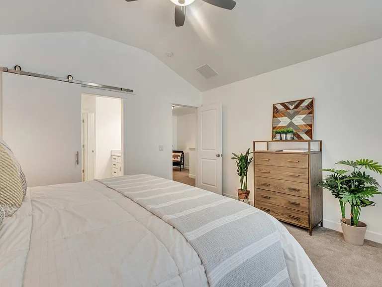 Private Master Bedroom with Barn Door to Bathroom