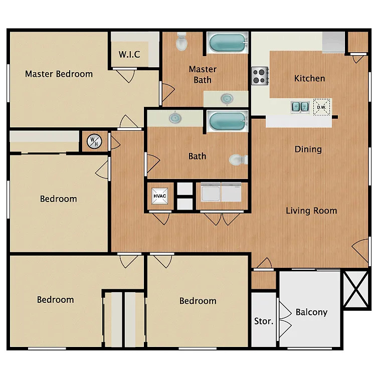 Floor plan 4 Bed 2 Bath