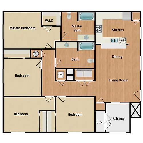 Floor plan 4 Bed 2 Bath