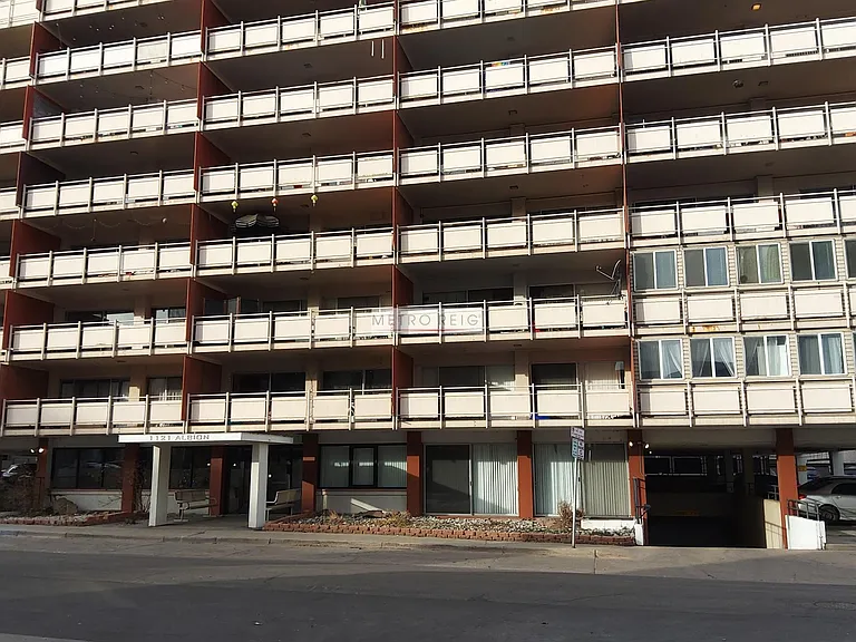 Unit on 6th floor with balcony light on