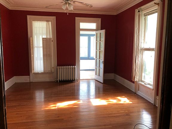 Bedroom with pocket doors.