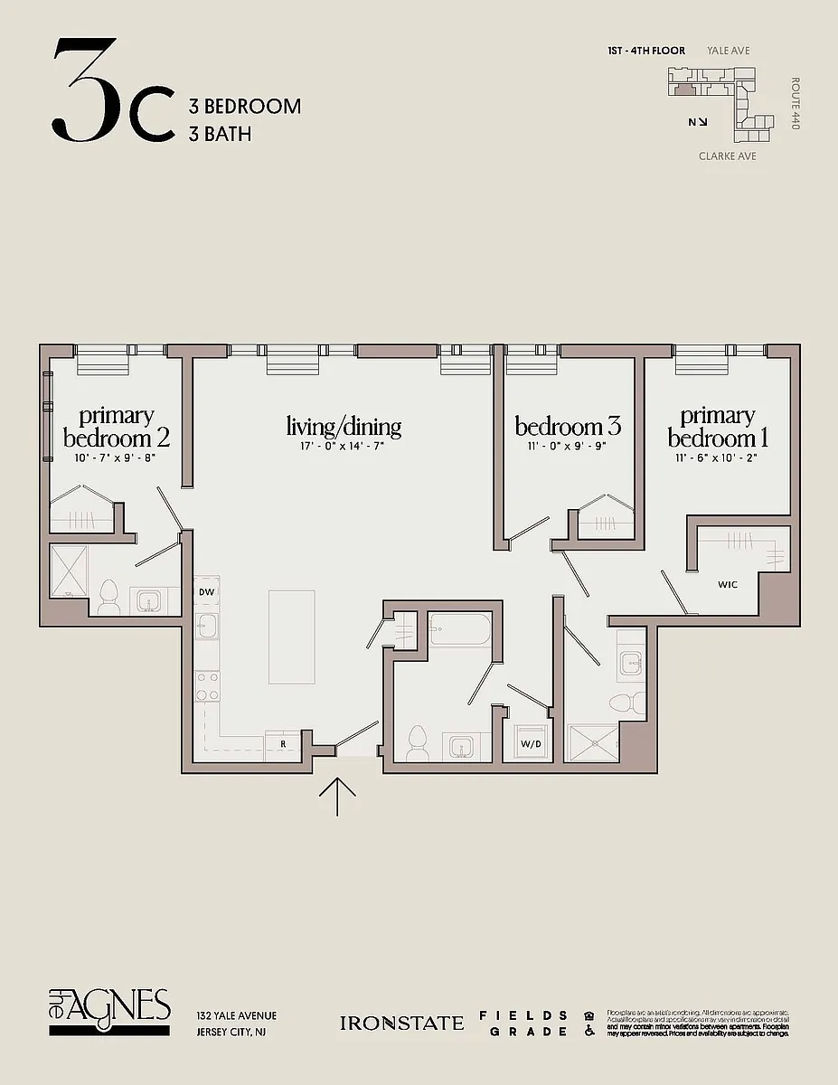 Floor plan 3 Bed 3 Bath C