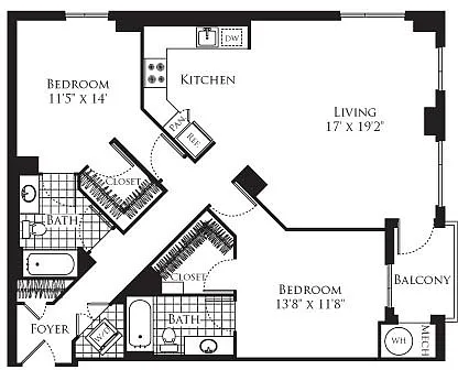 Floor plan 2 Bedroom- 1248