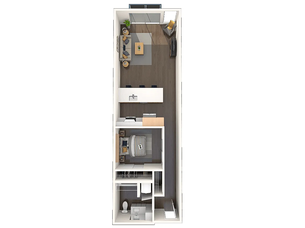 Floor plan Open 1 Bedroom - B1