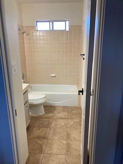 Entrance to bathroom for rent.