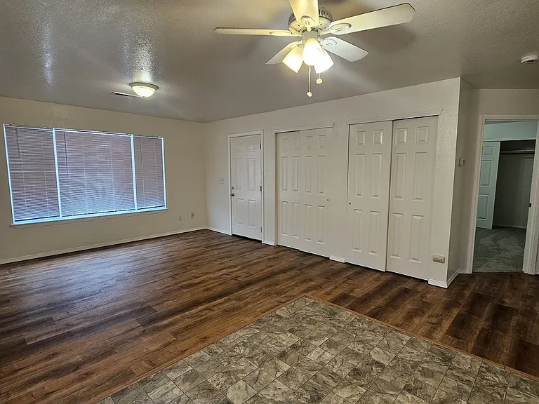 Looking into the living room from the kitchen