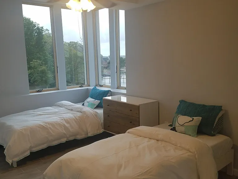 bedroom with west elm furniture (twin beds)