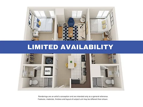 Floor plan 2BR/2BA - Premium