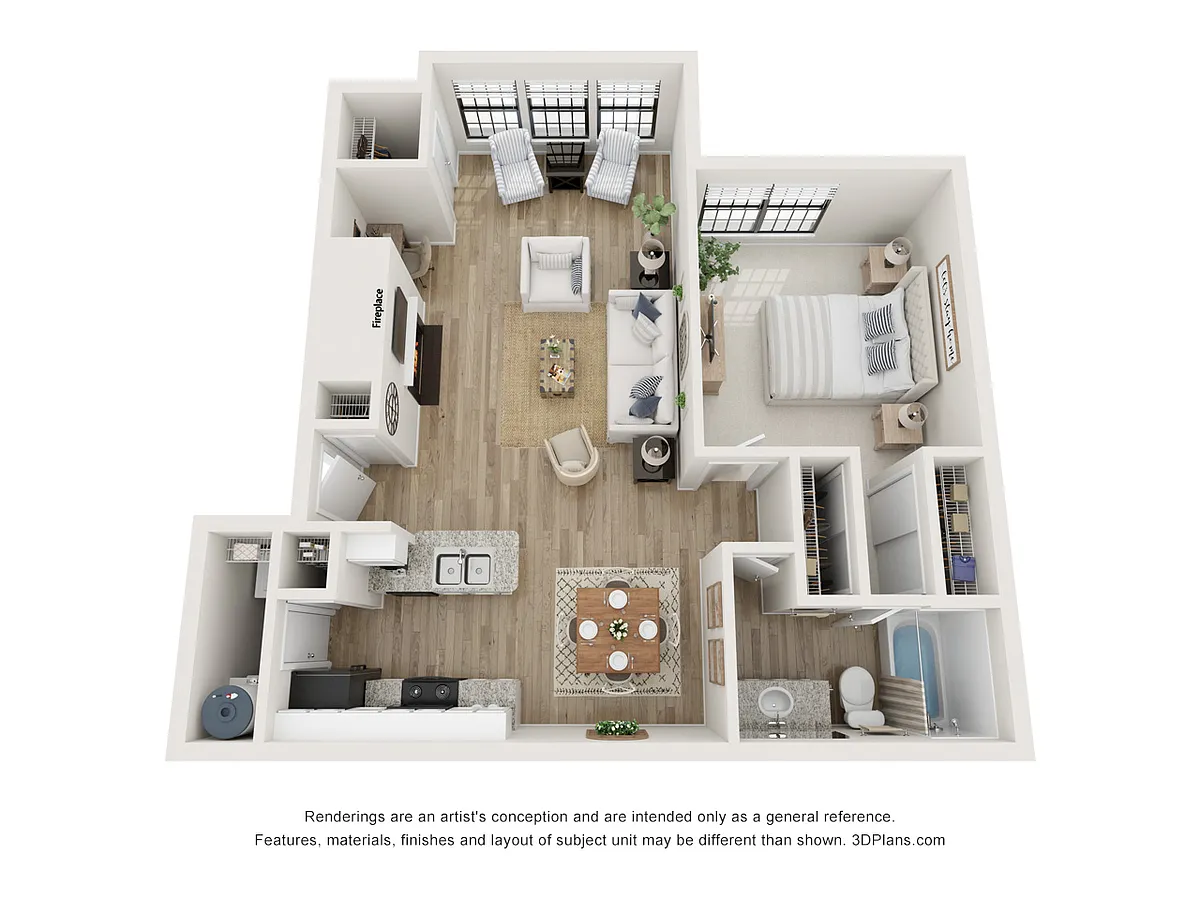 Floor plan 1 Bedroom, 1 Bathroom Second Floor Crest