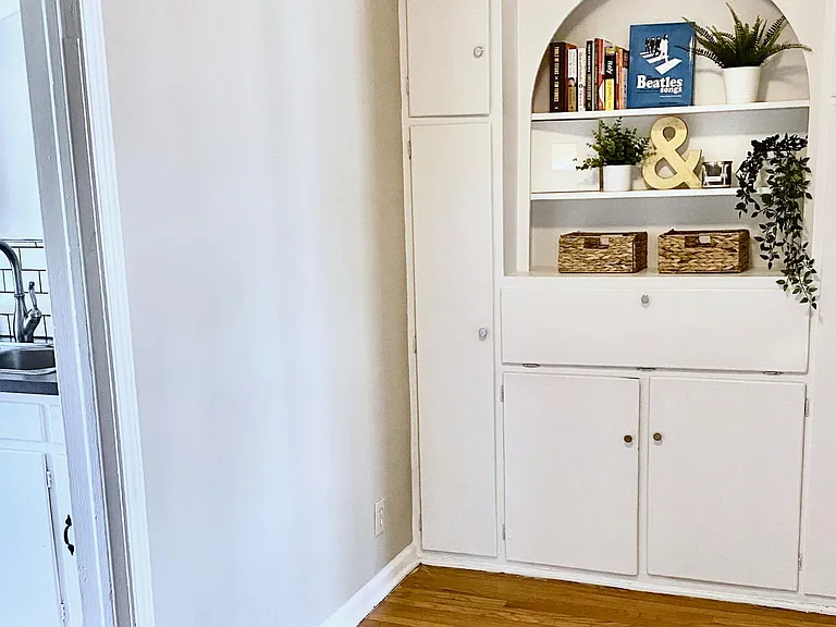 Dining room and awesome built in hutch. Very fun to decorate.