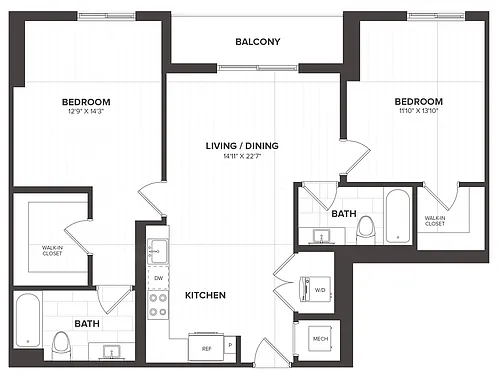 Floor plan 2 Bed/2 Bath-B9