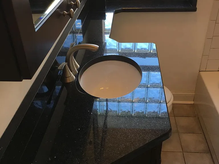 granite counters and new bath cabinets