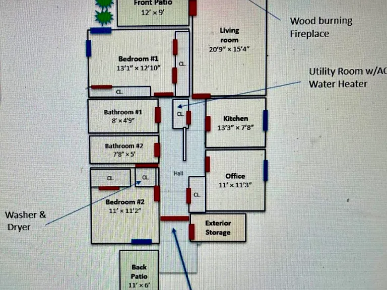 Approximate floorplan with room by room dimensions