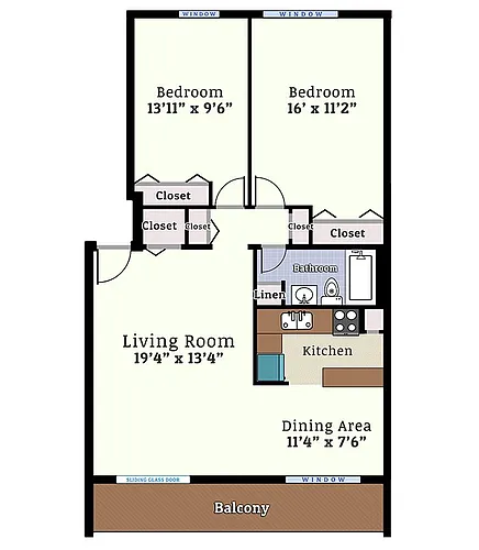 Floor plan 2 Bedroom Balcony
