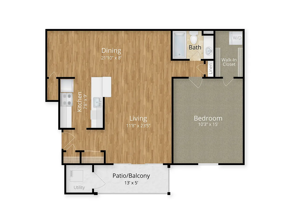 Floor plan 1 Bed x 1 Bath