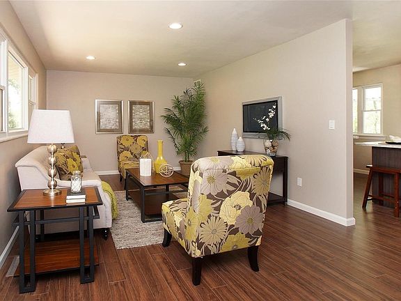 Living room with recessed lighting