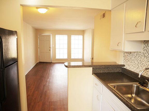 View from kitchen into living area