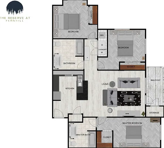 Three Bedroom 2D Floor Plan Three Bedroom 2D Floor Plan