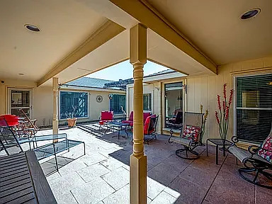 Private courtyard view from kitchen entrance