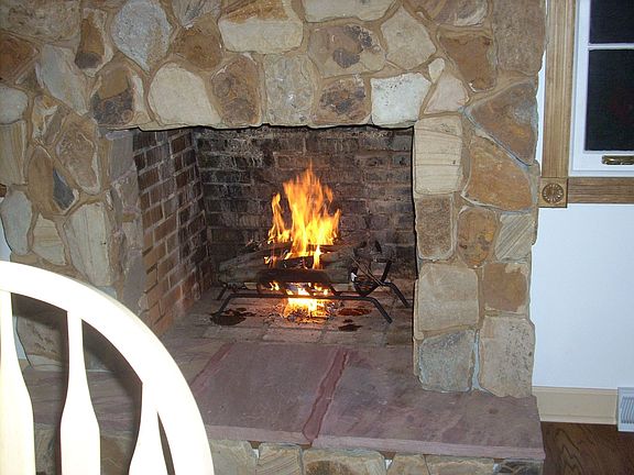 fireplace in dining room