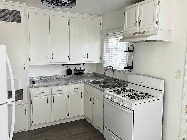 View of kitchen from dining room