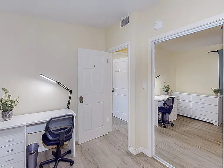 Work space area. Large closet to the right in this photo