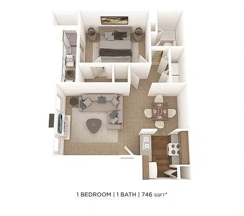 Floor plan One Bedroom- 746 sqft