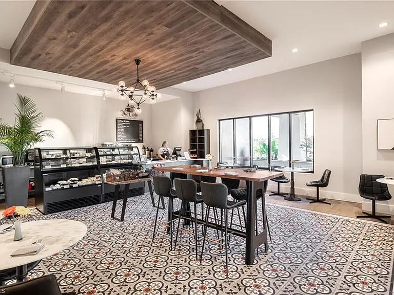 The cafe. Open for morning coffee and pastries.