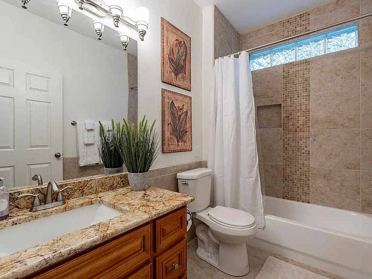 Bathroom 2 of 2: Upgraded, Custom Tile, Shower/Bathtub Combo