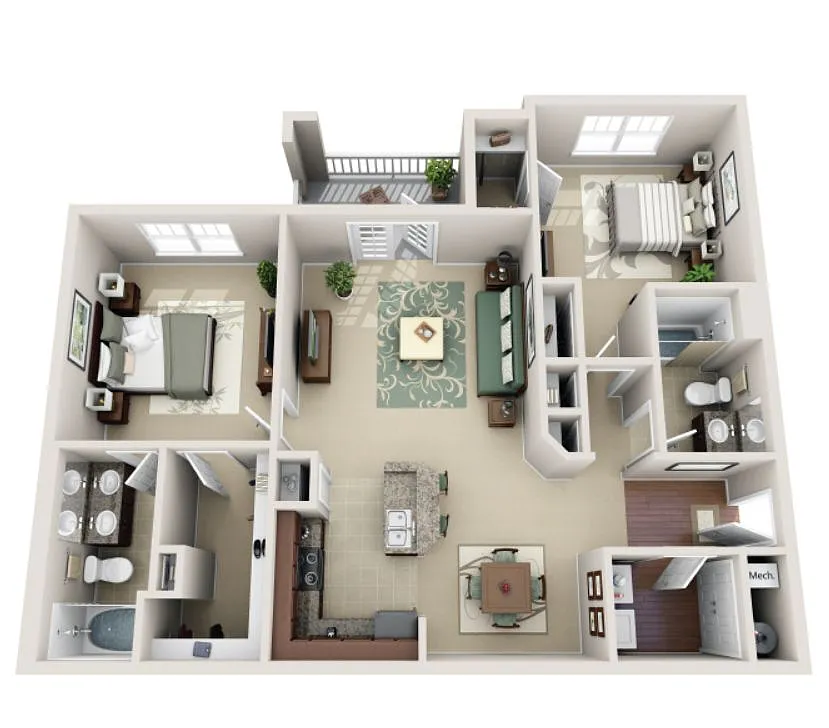 Floor plan 2 Bed 2 Bath