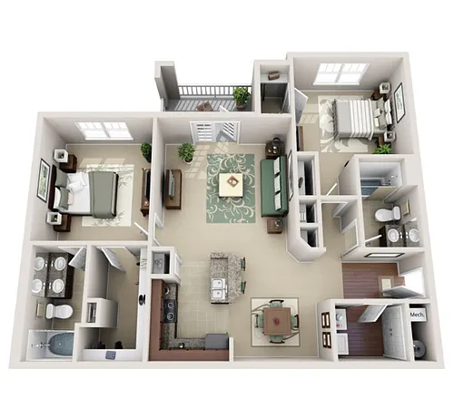 Floor plan 2 Bed 2 Bath