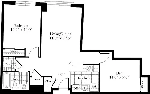 Floor plan 1 Bedroom J