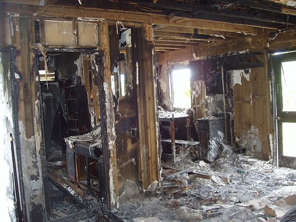 rear portion damaged by fire