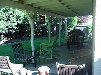 Back Covered Patio w/8 mature Redwoods
