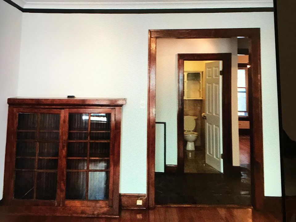 Living room with built in bookcase